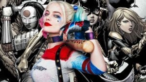 Margot-Robbie-as-Harley-Quinn-With-Birds-of-Prey-Comic-Background