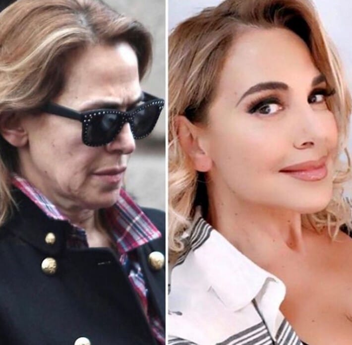 Barbara d'Urso senza e con le luci